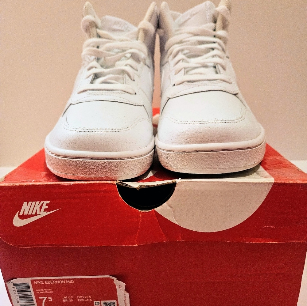 Nike Men's Ebernon Mid White Sneakers - Picture 2 of 8